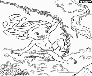 malvorlagen Das kind Tarzan springen mit einem liane im dschungel ausmalbilder