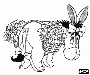 malvorlagen Der esel I-Ah  l�dt der viele blumen in den satteltaschen ausmalbilder
