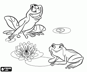 malvorlagen Der Frosch Tiana h�ren die Liebeslieder von Naveen Frosch im Teich ausmalbilder