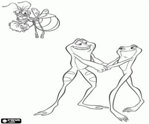 malvorlagen Der Frosch Tiana und Frosch Naveen Tanz in den Teich, der von der Leuchtk�fer Ray beleuchtet ausmalbilder