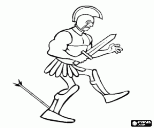 malvorlagen Der gro�e Krieger Achilleus, der Held des Trojanischen Krieges, traf von einem vergifteten Pfeil in der Ferse ausmalbilder