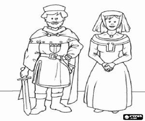 malvorlagen Der Herr der burg mit seiner frau, einer der protagonisten des feudalismus ausmalbilder