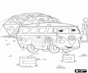 malvorlagen Der Hippie VW-Bus oder VW-Transporter namens Fillmore ausmalbilder