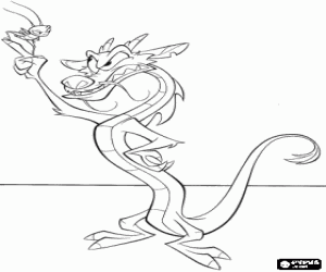malvorlagen Der kleine drache Mushu und kleinen cricket mit viel gl�ck Cri-Kee hilfe Mulan zu stehen in der armee des kaisers, wie ein junge namens Ping ausmalbilder