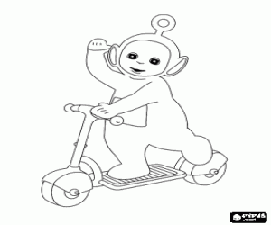 malvorlagen Der kleinste und j�ngste Teletubbie, Po und ihre Tretroller oder Trittroller ausmalbilder