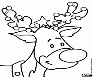 malvorlagen Der kopf von Rudolf, der rote nase rentier, dekoriert mit Weihnachtsschmuck ausmalbilder