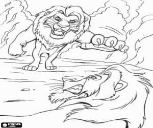 malvorlagen Der letzte Kampf zwischen Simba und dem b�sen Scar ausmalbilder