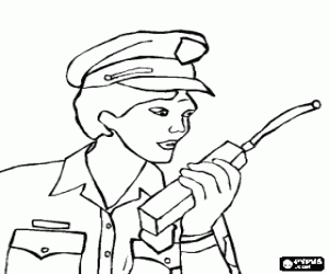 malvorlagen Der Polizist sprach auf einem Walkie-Talkie ausmalbilder