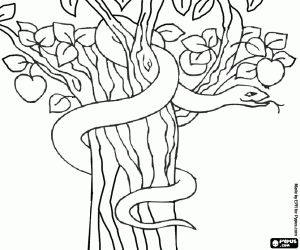 malvorlagen Der Teufel in form einer schlange im Baum der Erkenntnis von Gut und B�se ausmalbilder