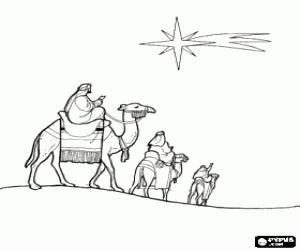 malvorlagen Der Weihnachtsstern f�hrt die Heiligen Drei K�nige auf ihrem Weg nach Bethlehem ausmalbilder