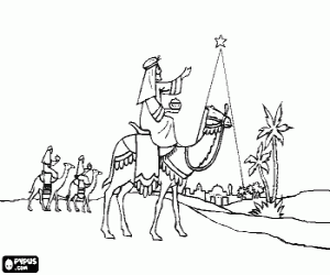malvorlagen Der Weihnachtsstern f�hrt die Heiligen Drei K�nige nach Bethlehem ausmalbilder
