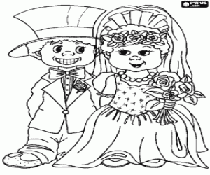 malvorlagen Die Braut und Br�utigam gl�cklich und bereit f�r die Hochzeit ausmalbilder