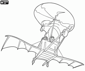 malvorlagen Die Drachenj�ger in ihren fliegenden Maschine mit dem Piloten Gwizdo ausmalbilder