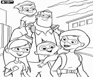 malvorlagen Die familie Parr, die Unglaublichen oder The Incredibles, mit stra�en kleidung und schablonen der superhelden ausmalbilder