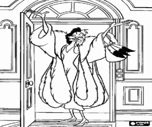 malvorlagen Die gottlosen Cruella De Vil an der t�r ihres hauses ausmalbilder