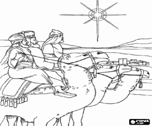 malvorlagen Die Heiligen Drei K�nige kommen mit ihren kamelen nach Bethlehem nach durchf�hrung der Weihnachten Stern ausmalbilder