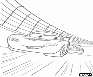 malvorlagen Die Kolben-Cup-Rennen, 95 Lightning McQueen steht an erster Stelle vor 86, Chick Hicks ausmalbilder