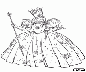 malvorlagen Die K�nigin der Feen mit einem herrlichen kleid, krone und zauberstab ausmalbilder