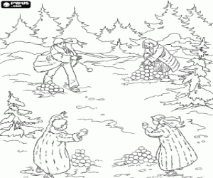 malvorlagen Die Pevensie geschwister spielen in voller schnee kampf  ausmalbilder