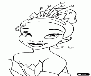 malvorlagen Die sch�ne Prinzessin Tiana mit einem sch�nen Kopfschmuck ausmalbilder