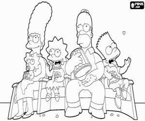 malvorlagen Die Simpsons auf der couch fernsehen und essen popcorn ausmalbilder