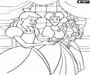 malvorlagen Die stiefmutter und stiefschwestern von Cinderella: Lady Tremaine und ihre t�chter Drisella und Anastasia  ausmalbilder
