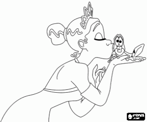 malvorlagen Die Tiana zu k�ssen, um den Frosch, die ein unerwartetes Ergebnis haben wird ausmalbilder