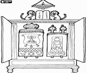 malvorlagen Die Torah rolen in der Heiligen Kiste (Aaron haKodesh), die orientiert sich an Jerusalem ausmalbilder