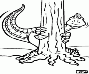 malvorlagen Dinosaur sich hinter einem baum ausmalbilder