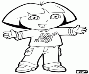 malvorlagen Dora die Explorer mit einem Hemd mit Blumen ausmalbilder