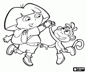 malvorlagen Dora die Explorer und ihrem Affen Freund Boots ausmalbilder