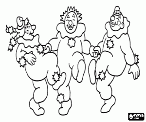 malvorlagen Drei Clowns H�pfen und Tanzen ausmalbilder