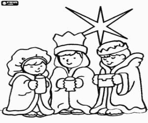 malvorlagen Drei kinder verkleidet als die Heilige Drei K�nige mit dem Stern von Bethlehem ausmalbilder