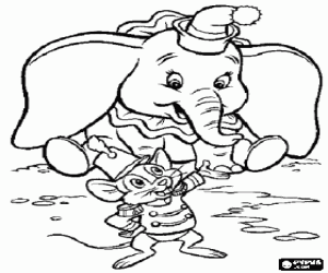 malvorlagen Dumbo und sein freund, Timothy der Maus, in das spektakel des zirkus mit seinen arbeitszeit uniformen ausmalbilder