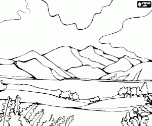 malvorlagen Ebene mit vegetation und den bergen zur unterseite ausmalbilder