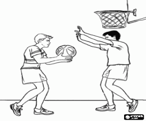 malvorlagen Ein auf einem basketball zwischen zwei jungen freunde ausmalbilder