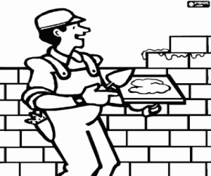 malvorlagen Ein Bauherr oder Maurer Bau einer Backsteinmauer ausmalbilder