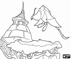 malvorlagen Ein Drachen fliegen in der N�he eines Geb�udes ausmalbilder