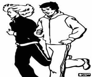 malvorlagen Ein m�dchen und ein junge �ben jogging ausmalbilder