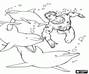 malvorlagen Ein mann zu schwimmen mit delfinen  ausmalbilder