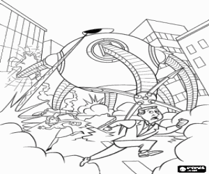 malvorlagen Ein Omnidroid, die intelligente und zerst�rende roboter entwickelten sich durch Syndrome in der t�tigkeit w�hrend der zerst�rung der stadt ausmalbilder