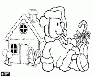 malvorlagen Ein Puppenhaus und ein Teddyb�r, wertvolle Weihnachtsgeschenke ausmalbilder