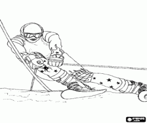 malvorlagen Ein skifahrer in der slalom-wettbewerb ausmalbilder