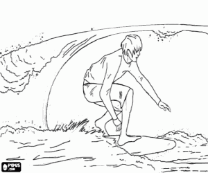 malvorlagen Ein Surfer in die R�hre von einer Welle ausmalbilder