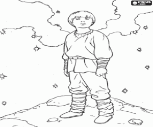 malvorlagen Eine junge Anakin Skywalker betrachten den sternenhimmel ausmalbilder