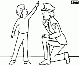 malvorlagen Eine Polizist h�rte aufmerksam den Erkl�rungen eines Kindes ausmalbilder