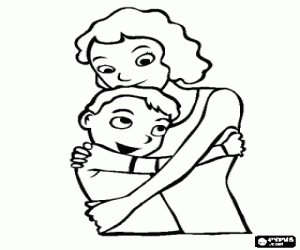 malvorlagen Eine Umarmung von Sohn zu Mama, was f�r eine gute Idee als Geschenk ausmalbilder