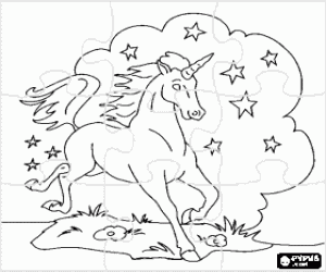malvorlagen Einhorn puzzle - Puzzle von Junge pferde mit einem horn spirale ausmalbilder