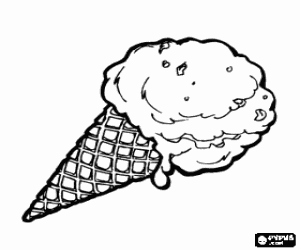 malvorlagen Eis in der waffel oder eiswaffel, Biskuit-Kegel mit einer Kugel Eis ausmalbilder