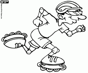 malvorlagen Eisschnelll�uferin voll ausger�stet mit Helm, Handschuhe, Ellbogen-Pads, Skates Knie-Pads oder Rollerblade Inline- ausmalbilder